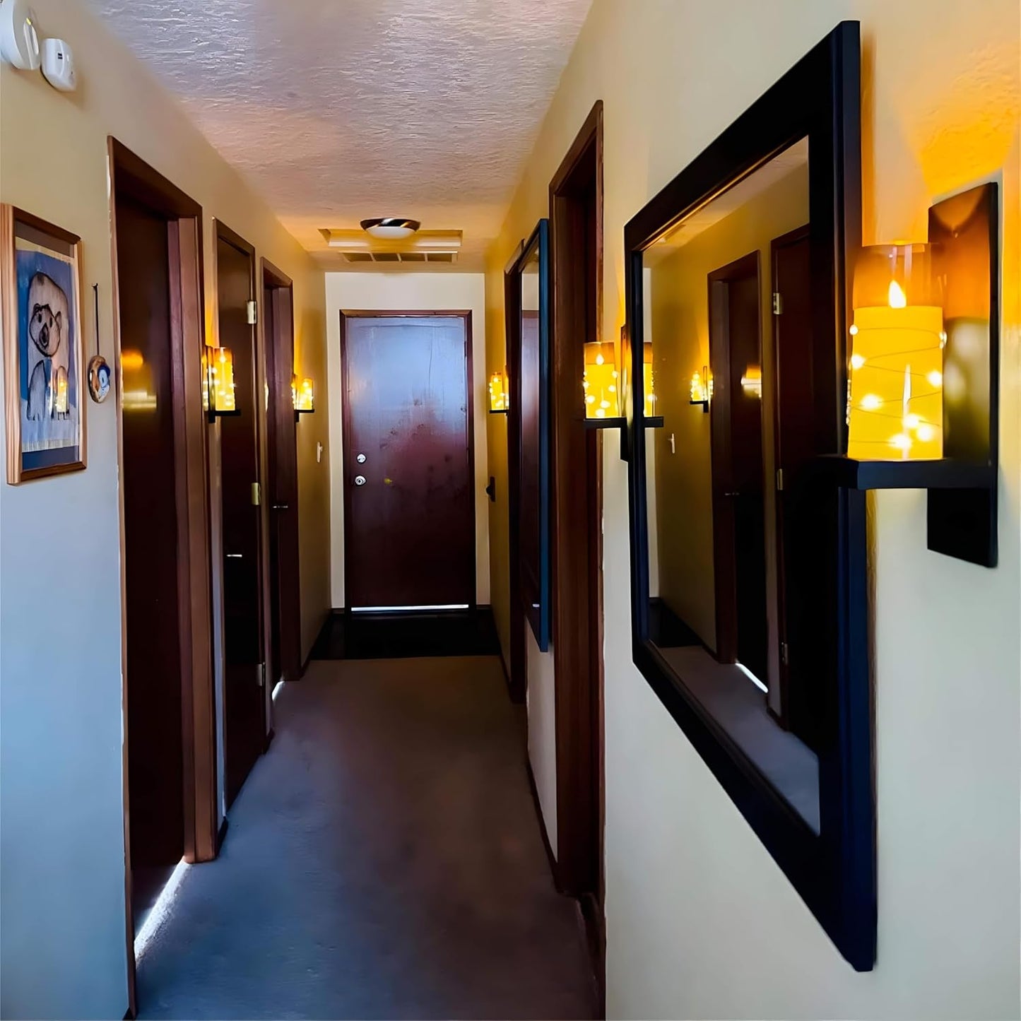 Amber Flickering Flameless Candles with Remote Timer, 6 pcs LED Battery Operated Candles with String Lights, Same Size D3 H6