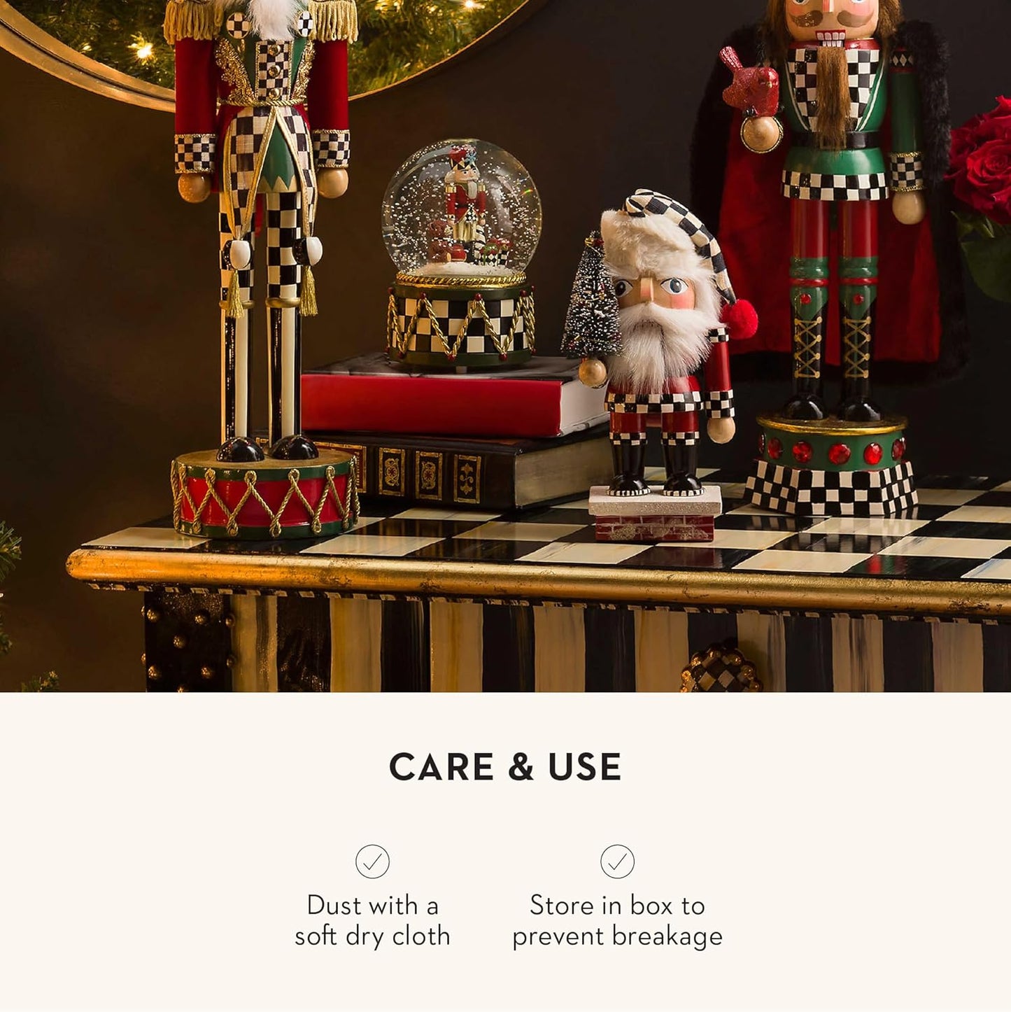 MACKENZIE-CHILDS Snow Globe, Christmas Decor for Living Room, Nutcracker