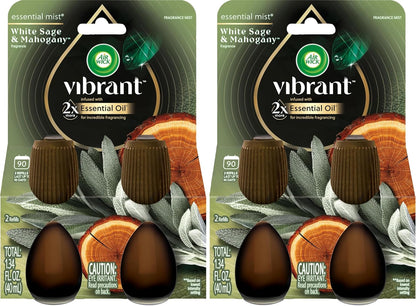 AIR WICK Essential Mist Twin Refill – White Sage & Mahogany (2x.67) oz. (Pack of 2)