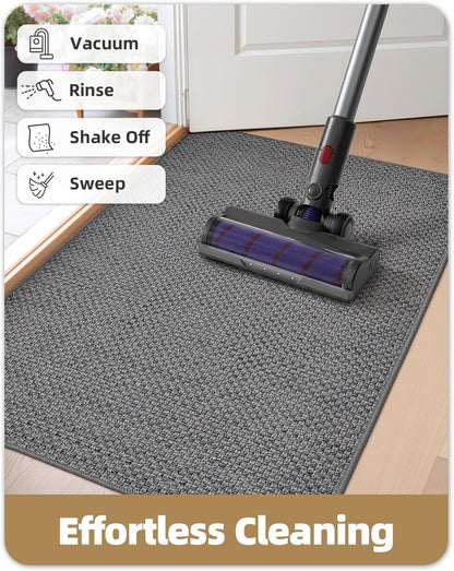 Color&Geometry Front Door Mat Indoor 21"x31", Rugs for Entryway, Non Slip Washable Low-Profile Inside, Entry Mat Entry Rug Door Mat Indoor Entrance, Light Grey (Fold)