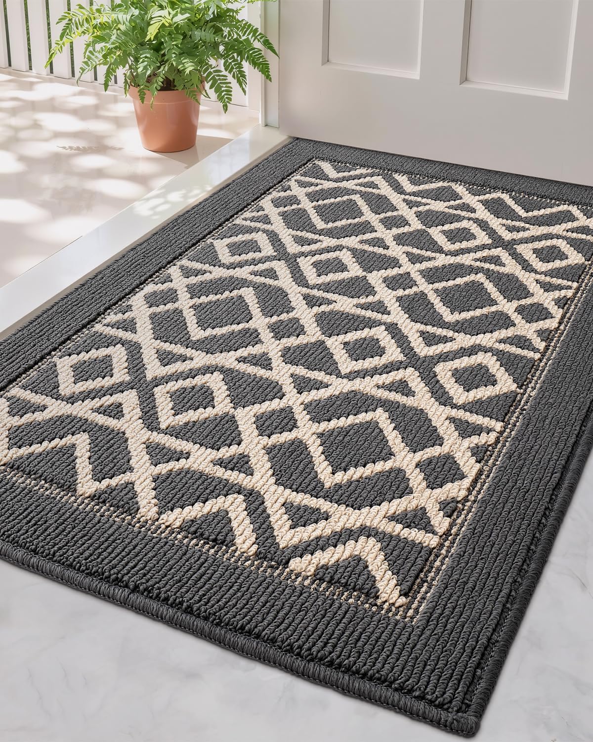 LUMI Entryway Floor Mat 24x36, Deep Mud Removal and Water Absorption, Dustproof and Wear-Resistant, Easy to Clean, Suitable for Home/Office, Dark Grey