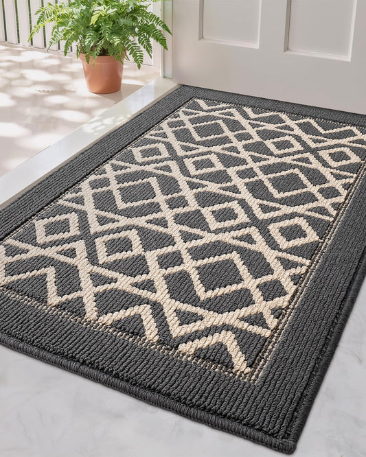 LUMI Entryway Floor Mat 24x36, Deep Mud Removal and Water Absorption, Dustproof and Wear-Resistant, Easy to Clean, Suitable for Home/Office, Dark Grey
