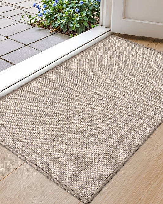 Color&Geometry Front Door Mat Indoor 32"x48", Ultra Non Slip Rubber Backed Dirt Trapper, Low Profile Thin washable, Easy Clean Entry Entryway Rug Door Mat Indoor Entrance, Khaki (Rolled-up NO Creases)