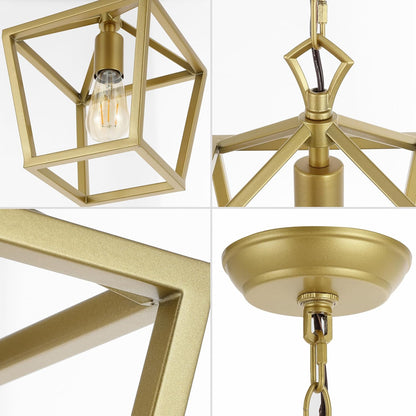 JONATHAN Y JYL7618B Pagoda 8" 1-Light Vintage Farmhouse Iron Chain Pagoda LED Pendant Minimalist, Rustic, Industrial, Classic, Casual, Living Room, Dining Room, Bedroom, Foyer, Gold Painting