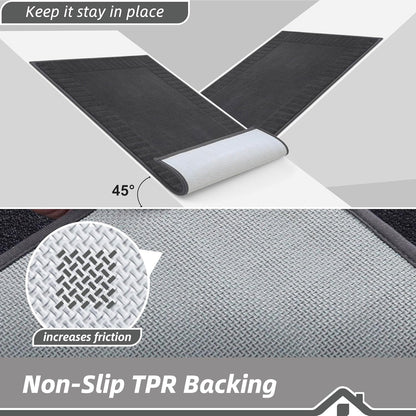 BEQHAUSE Door-Mat-Non-Slip Dirt Trapper Door Mats Low-Profile Front Door Mat Absorbent Floor Mats for Entryway Washable Mud Resistant Home Entrance Doormat, Dark Grey, 24"x60"