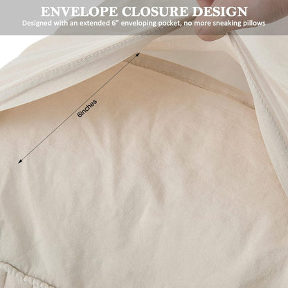 BOSOWOS King Size Pillow Shams Set of 2, Ultra Soft Breathable 20 x 36 Inches Pillow Case Envelope Closure, Microfiber Boho Farmhouse Pillowcases for Easy Care, Khaki