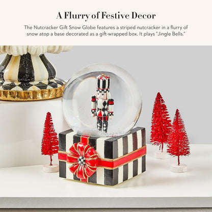 MACKENZIE-CHILDS Snow Globe, Christmas Decoration for Living Room, Holiday Decor, Nutcracker Gift Box
