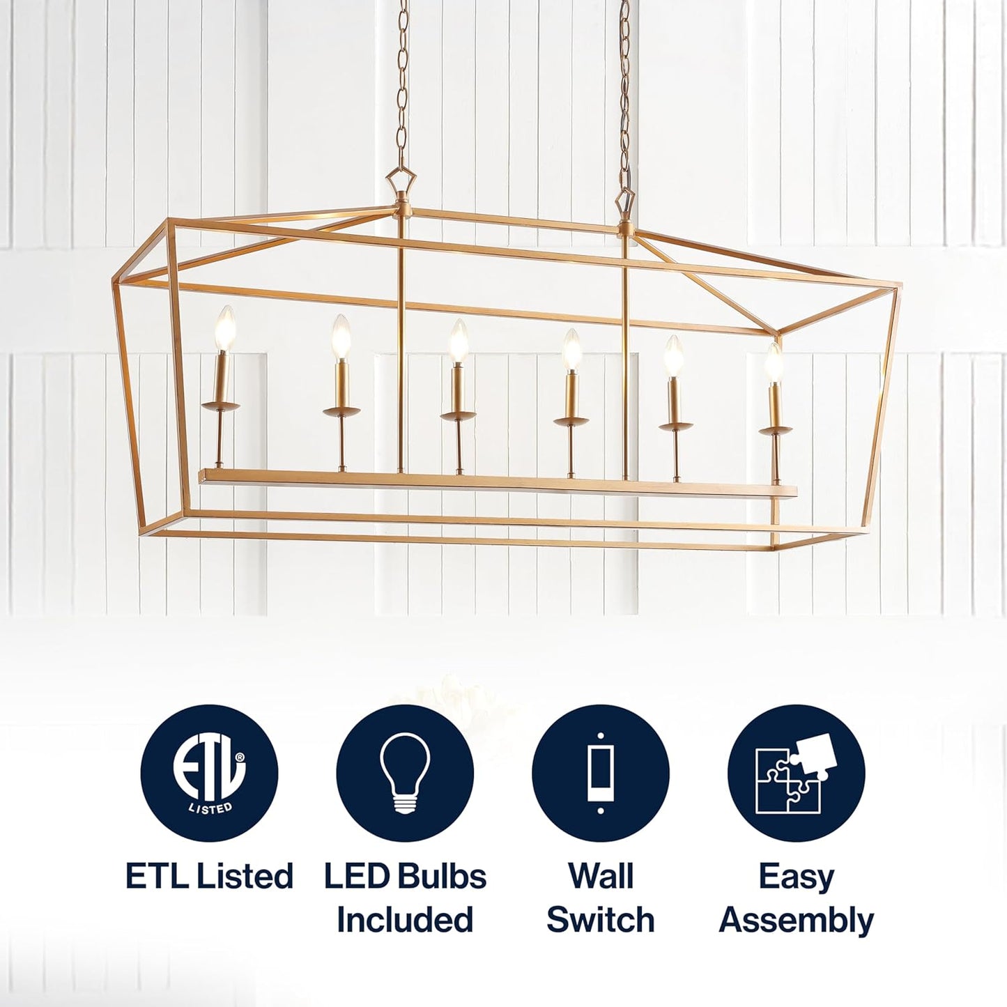 JONATHAN Y JYL7439B Pagoda Lantern Dimmable Adjustable Metal LED Pendant Classic Traditional Farmhouse Dining Room Living Room Kitchen Foyer Bedroom Hallway, 49 in, Antique Gold