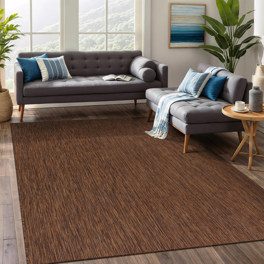 Beverly Rug Indoor Outdoor Rug 6x9, Washable Outside Carpet for Patio, Deck, Porch, Solid Modern Area Rug, Water Resistant, Gold Brown