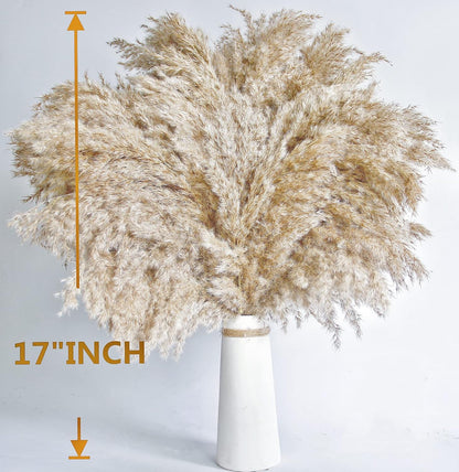 40 PCS Nature Pampas Grass Bouquet Decor - Boho Flowers and Feathers for Centerpieces, Perfect for Floor Vase Fillers, Home Decor, Living Room, and Wedding Decor