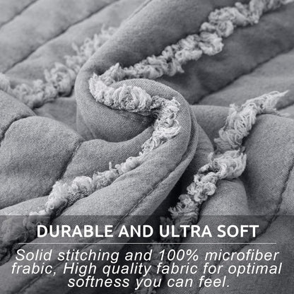 BOSOWOS Standard Size Pillow Shams Set of 2, Ultra Soft Breathable 20 x 26 Inches Pillow Case Envelope Closure, Microfiber Farmhouse Bed Pillowcases for Easy Care, Grey