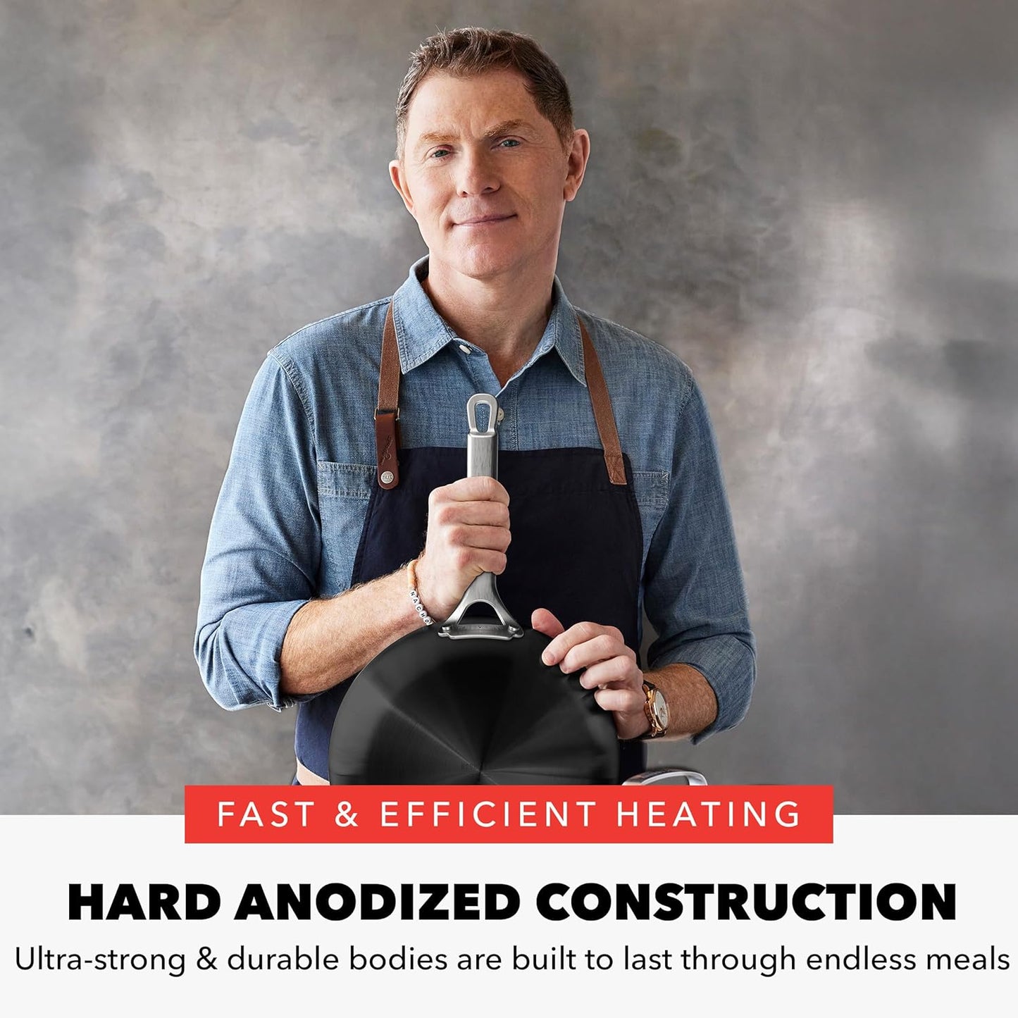 GreenPan x Bobby Flay 10” & 12” Ceramic Nonstick Frying Pan Set, PFAS-Free, Hard Anodized Cookware, Induction Compatible, Stainless Steel Handles, Oven & Broiler Safe to 600˚F, Dishwasher Safe, Black