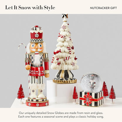 MACKENZIE-CHILDS Snow Globe, Christmas Decoration for Living Room, Holiday Decor, Nutcracker Gift Box