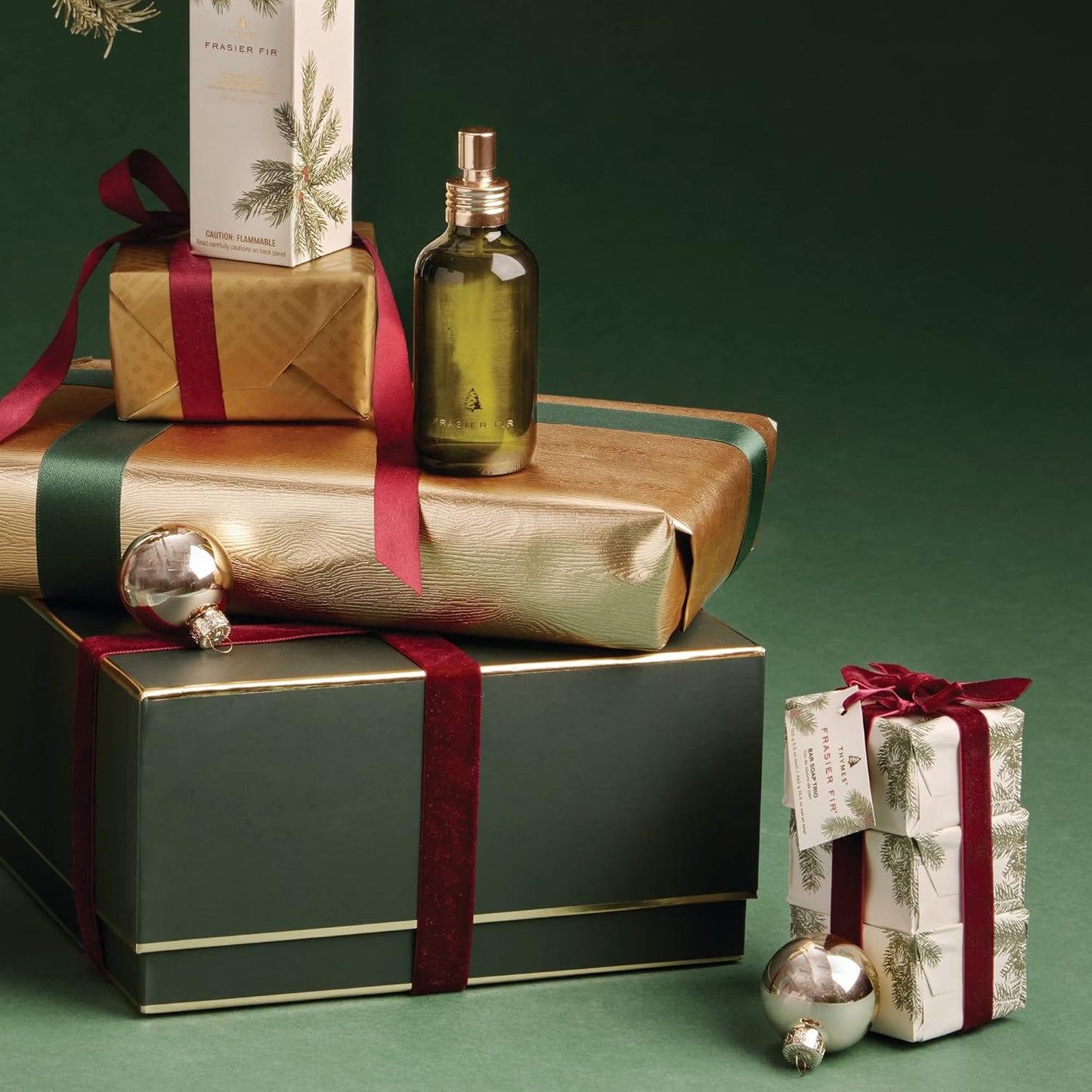 Thymes Bar Soap Trio Gift Set - Frasier Fir - Natural Hand Soaps - Contains Three - Cruelty-Free and Vegan - Pine Tree Scented Hand and Body Soap - 5.5 Oz Bars