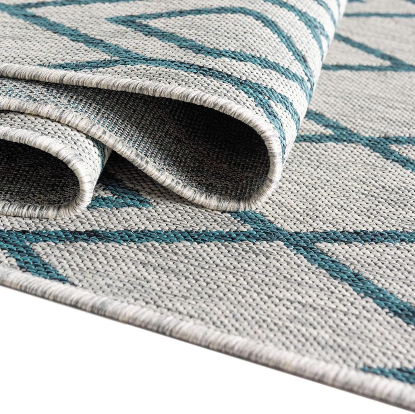 Jill Zarin Outdoor Collection Area Rug - Turks and Caicos (7' 10" Square Gray Teal/Teal)