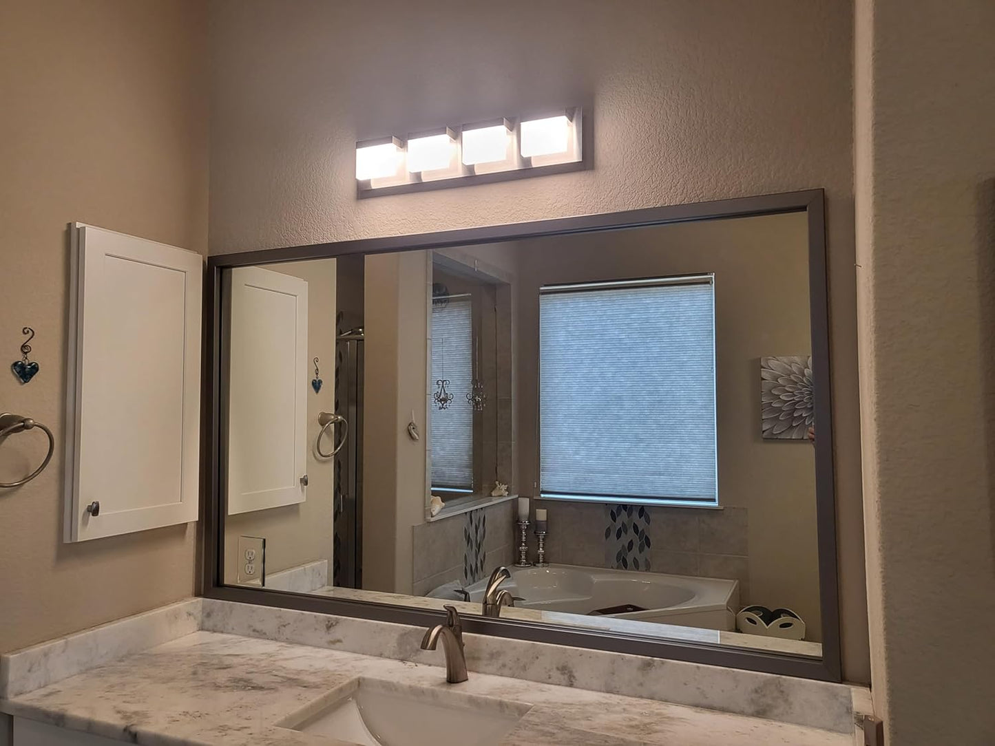 Frame My Mirror Silver Bathroom Mirror for Wall, 20" x 60" Stainless Steel Bathroom Vanity Mirror, Made in USA, Hangs Horizontally or Vertically, Ellis Design