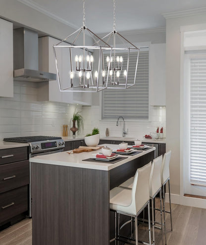 JONATHAN Y JYL7438C Pagoda Lantern Dimmable Adjustable Metal LED Pendant Classic Traditional Farmhouse Dining Room Living Room Kitchen Foyer Bedroom Hallway, 20 in, Chrome