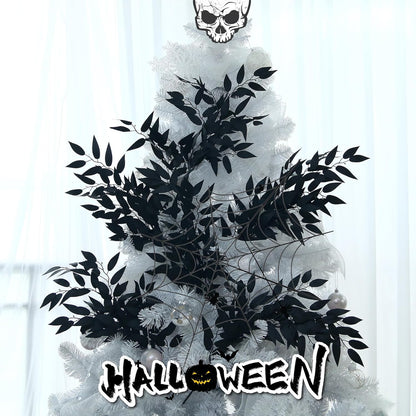 GREENTIME 6 Pack Artificial Black Italian Ruscus Stems 23.5'' Faux Halloween Leaf Bouquet for Vase Fireplace Table Centerpiece Decor