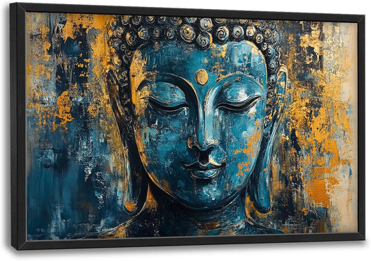 Olivine Buddha Wall Art, Zen Pictures Wall Decor, Religious Canvas Prints Painting, Framed Artwork for Bathroom Bedroom Living Room Office Home Spa Mediation Room Decoration 36"x24"