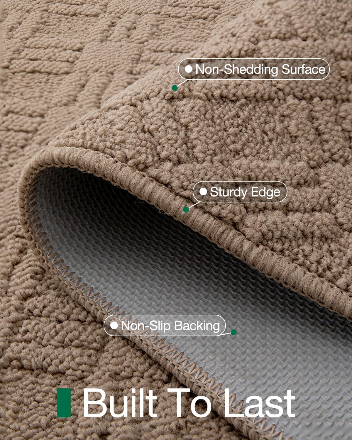 LUMI Indoor Door Mat, Absorbent Non-Slip Thin Doormat, Washable Door Mats, Woven Pattern Inside Floor Mat, Ideal for Entryway, Front Door, Home Decor, 24"x36", Woven Taupe