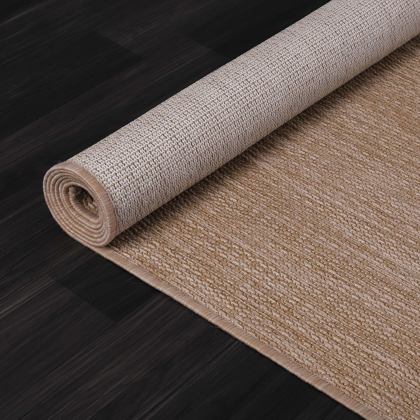 Beverly Rug Indoor Outdoor Rug 10x14, Washable Outside Carpet for Patio, Deck, Porch, Solid Modern Area Rug, Water Resistant, Jute Beige