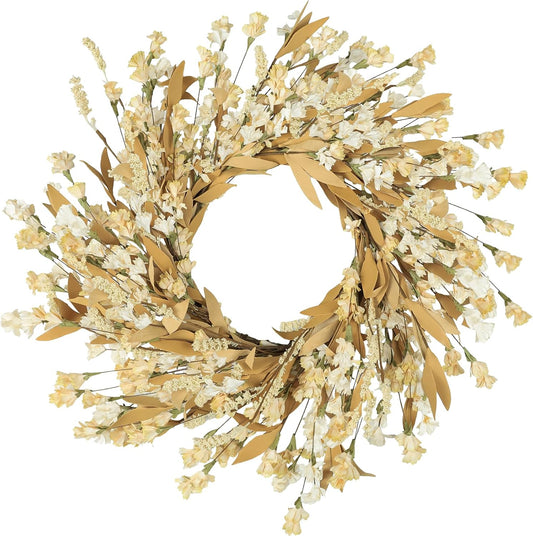 Artgar Fall Wreath, Fall Wreaths for Front Door, 24 in Fall Decor Floral Wreath, Door Wreaths for Front Door Outside All Season for Thanksgiving Home Indoor Outdoor Wall Decor (Wheat)