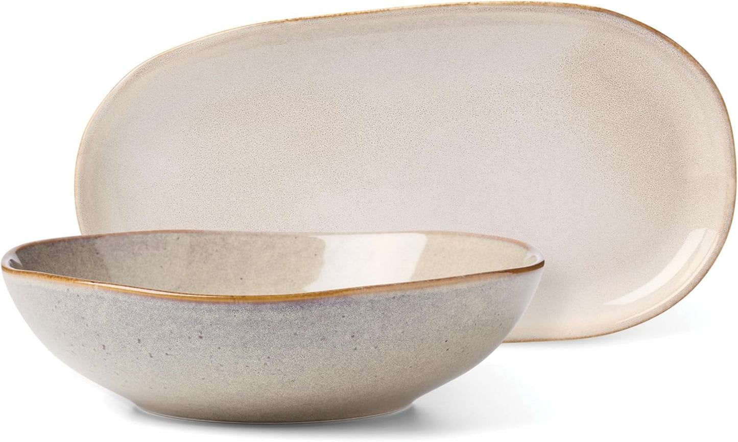 Oneida 897209 Organic Shades 2-Piece Serving Set, Oatmeal