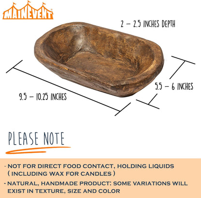 MAINEVENT Decorative Bowl Home Decor Approx 10 Inch, Hand Crafted Wooden Dough Bowl Decor, Wooden, Table Centerpiece Decor Bowl, Wood Decorative Wood Dough Centerpiece, Made in USA