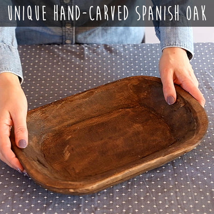 MAINEVENT Decorative Bowl Home Decor Approx 10x14 Inch, Wooden Dough, Wooden Wood Dining Room Table Centerpiece Decor Wood Bowl Key Decorative Centerpiece Baguette Bowl Made in USA