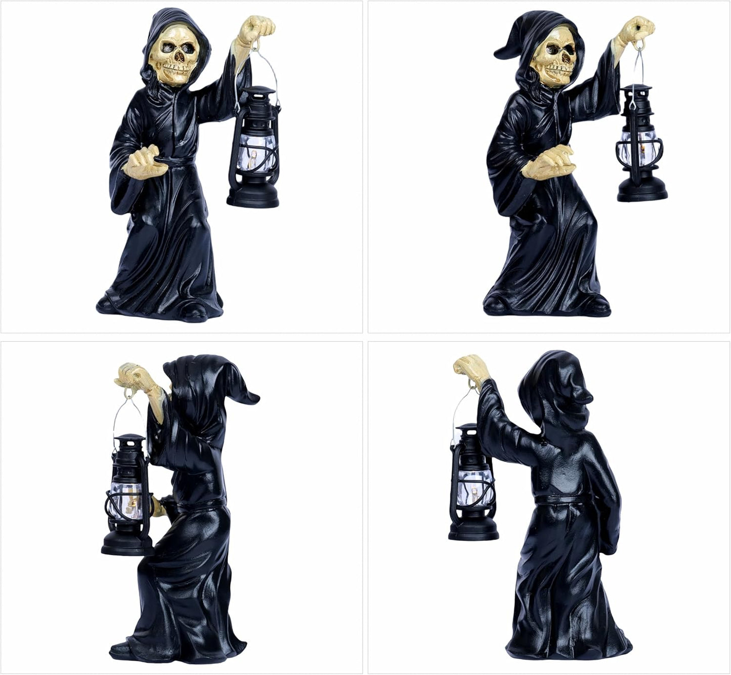Halloween Indoor Decorations Witch Figurine with Glowing Lantern Resin Skeleton Witch Statue Spooky Gothic for Home Decor Shelves Entryways Desks Table Shelf Office Display