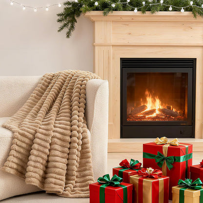 King Fleece Blanket for Couch - Super Soft Cozy Throw Blankets for Women,3D Striped Lightweight Blanket for Girls,All Seasons Flannel Blanket，Bed Home Decor，108x90 Inches