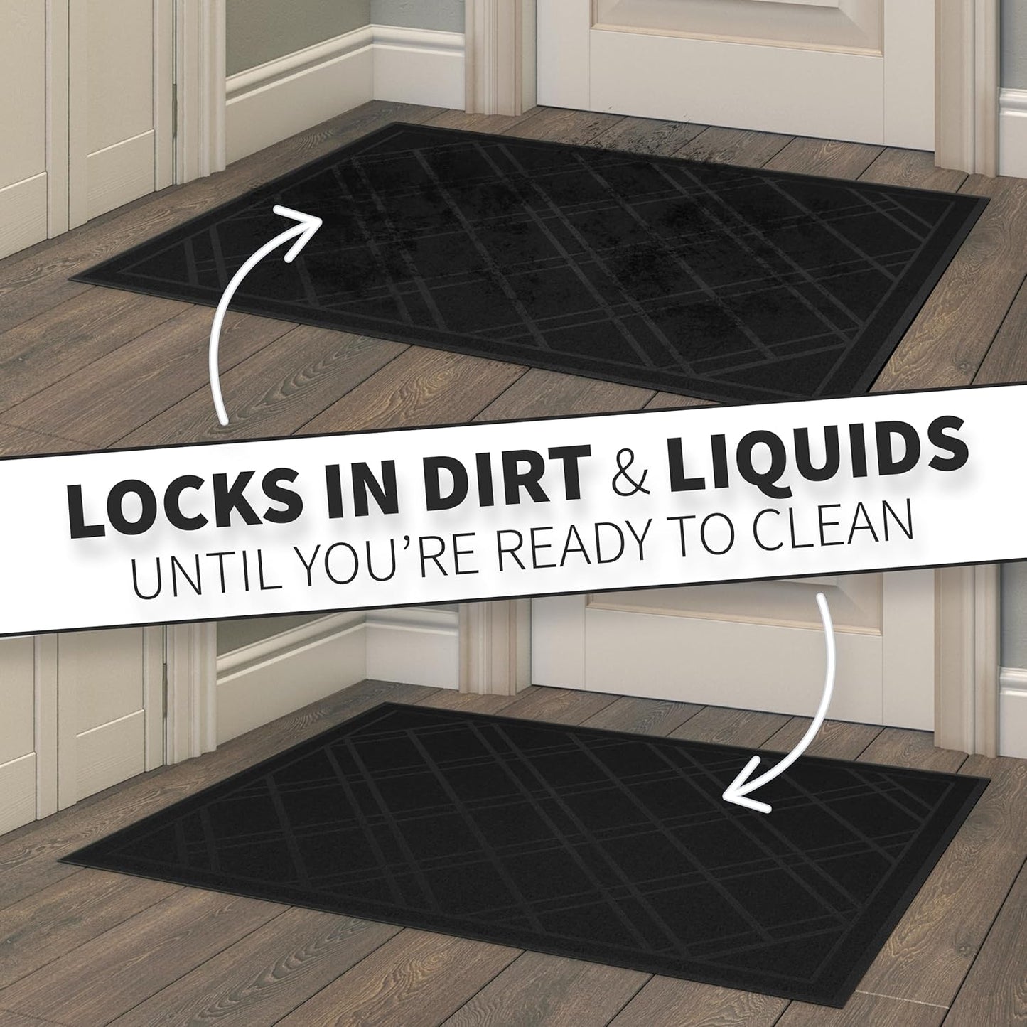 SlipToGrip Door Mat - Durable Door Outdoor Mats for High Traffic - Large 59x35 Inch Black Mat with Water-Resistant Surface - No-Slip and Easy-to-Clean for Indoor and Outdoor Entryways