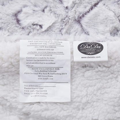 DaDa Bedding Luxury Faux Fur Throw Blanket - Dreamy Milky Way White with Subtle Purple Undertones - Embossed Sherpa Backside - Cozy & Elegant Cloud Design - Soft Plush Fluffy Warm Blanket - 63" x 90"