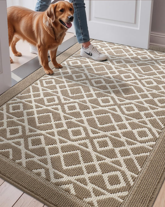 LUMI Entryway Floor Mat 48x72, Deep Mud Removal and Water Absorption, Dustproof and Wear-Resistant, Easy to Clean, Suitable for Home/Office, Taupe