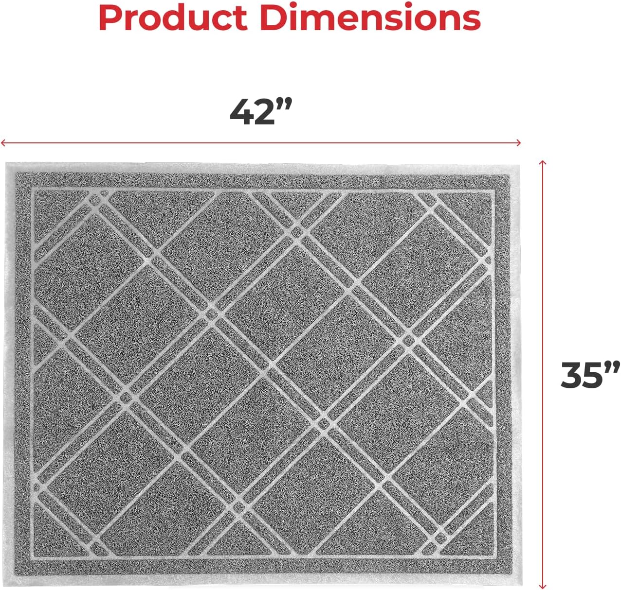 SlipToGrip Door Mat - Durable Door Outdoor Mats for High Traffic - Plaid Grey Mat with Water-Resistant Surface, Dura Loop - No-Slip and Easy-to-Clean for Indoor and Outdoor Entryway, 42 x 35 Inch