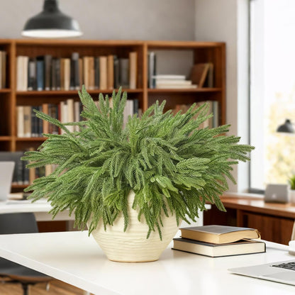 18 Pcs Real Touch Norfolk Pine Branches,Artificial Christmas Green Faux Cedar Norfolk Pine Stems Fake Greenery Pine Picks for Vase DIY Garland Wreath Xmas Indoor Outdoor Home Decoration (18 Inches)