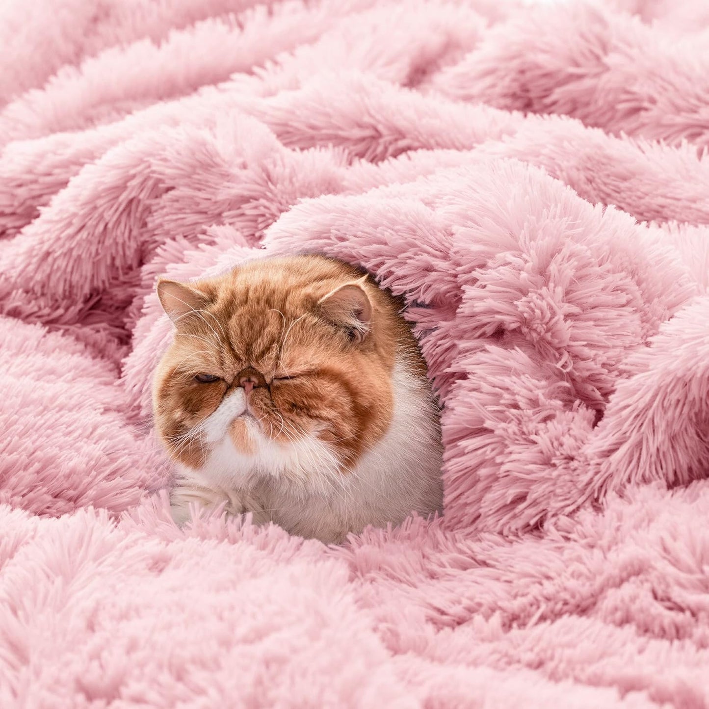 Bedsure GentleSoft Fluffy Pink Blankets Queen Size for Bed, Thick Sherpa Faux Fur Fleece Fuzzy Plush Winter Warm Heavy Soft Full Queen Blankets, Bedroom Decor Pink Gifts Cozy Gifts for Women, 90x90