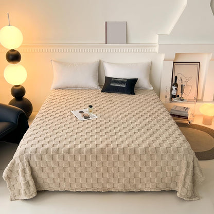 Twin Fleece Blanket for Couch - Super Soft Cozy Throw Blankets for Women,3D Checkered Striped Lightweight Blanket for Girls,All Seasons Flannel Blanket，Bed Home Decor，60x80 Inches