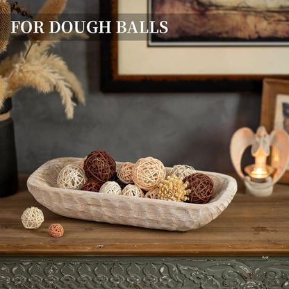 Hanobe Decorative Bowl for Coffee Table: Dough Bowls for Entry Way Table - Centerpiece Table Tray Decor Rustic for decorative balls for Dining Room Kitchen