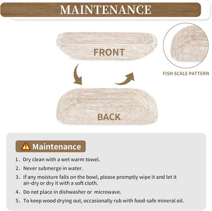 Hanobe Decorative Bowl for Coffee Table: Dough Bowls for Entry Way Table - Centerpiece Table Tray Decor Rustic for decorative balls for Dining Room Kitchen