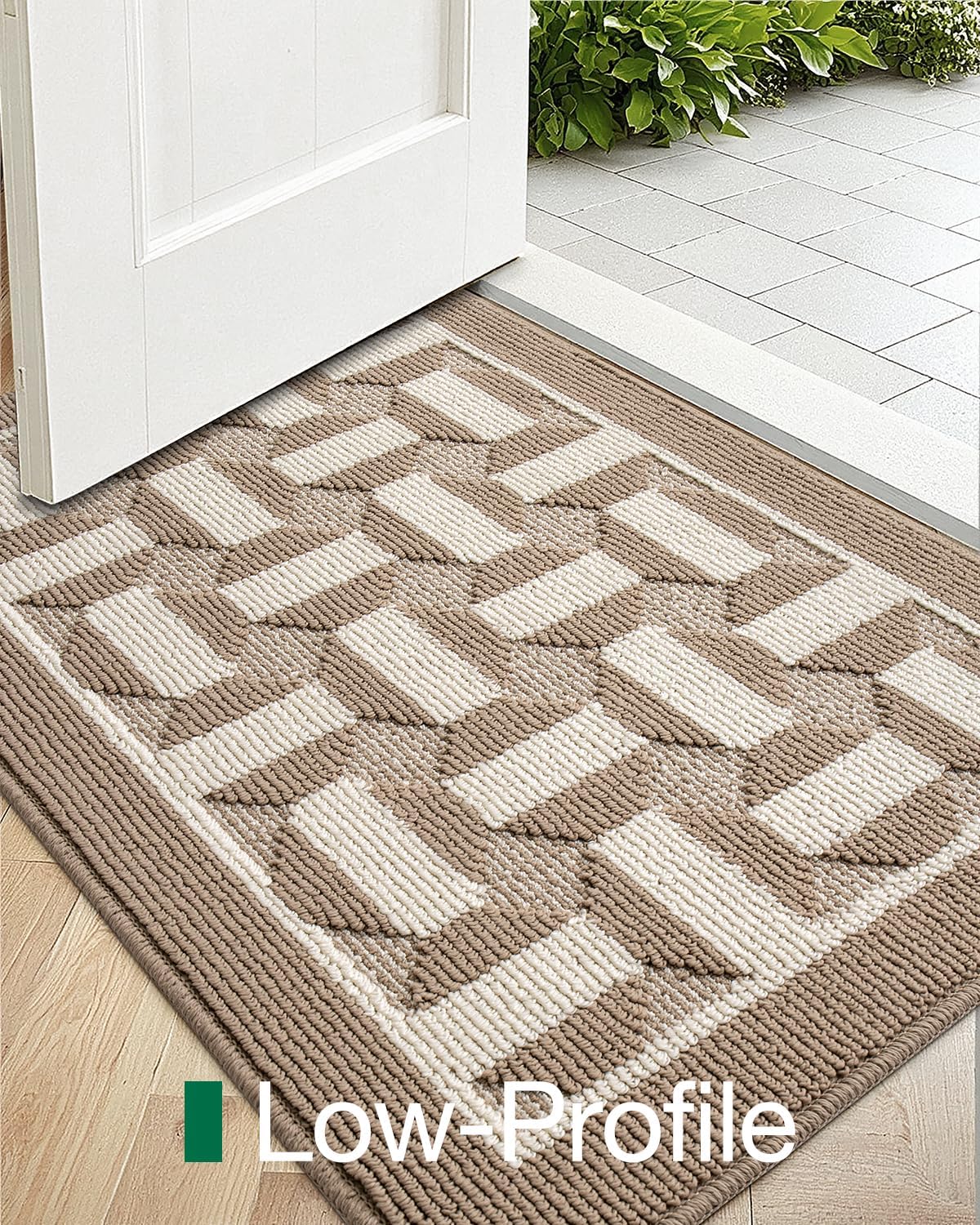 LUMI Washable Indoor Entrance Doormat 32x48, Absorbent Quick-Dry Dirt Trapper Mats for Dogs, Rubber Backing Non-Slip Low Profile Entryway Door Mat for High Traffic, Taupe