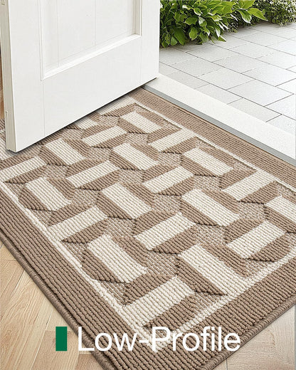 LUMI Washable Indoor Entrance Doormat 32x48, Absorbent Quick-Dry Dirt Trapper Mats for Dogs, Rubber Backing Non-Slip Low Profile Entryway Door Mat for High Traffic, Taupe