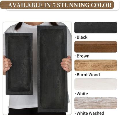 Hanobe Decorative Wood Dough Bowl: Long Wooden Bowl for Entry Way Table Home Decor - Coffee Table Decor for Living Room - Dining Table Centerpiece Decor, Black