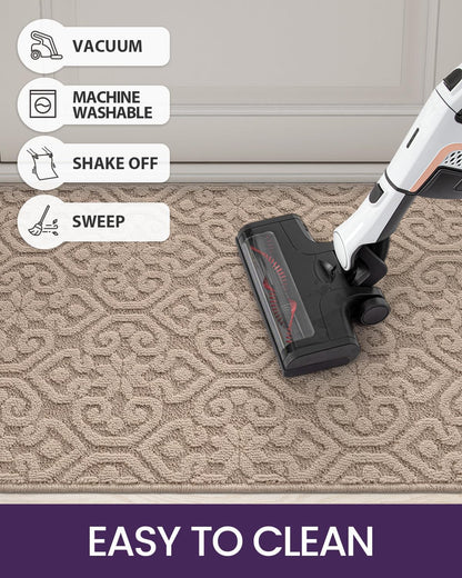 DEXI Front Door Entryway Mat Non Slip, Washable Inside Entrance for House Floor Low Profile, Thin Entry Doormat Absorbent Dirt Trapper, 32x48 Light Taupe