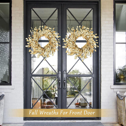 Artgar Fall Wreath, Fall Wreaths for Front Door, 24 in Fall Decor Floral Wreath, Door Wreaths for Front Door Outside All Season for Thanksgiving Home Indoor Outdoor Wall Decor (Wheat)