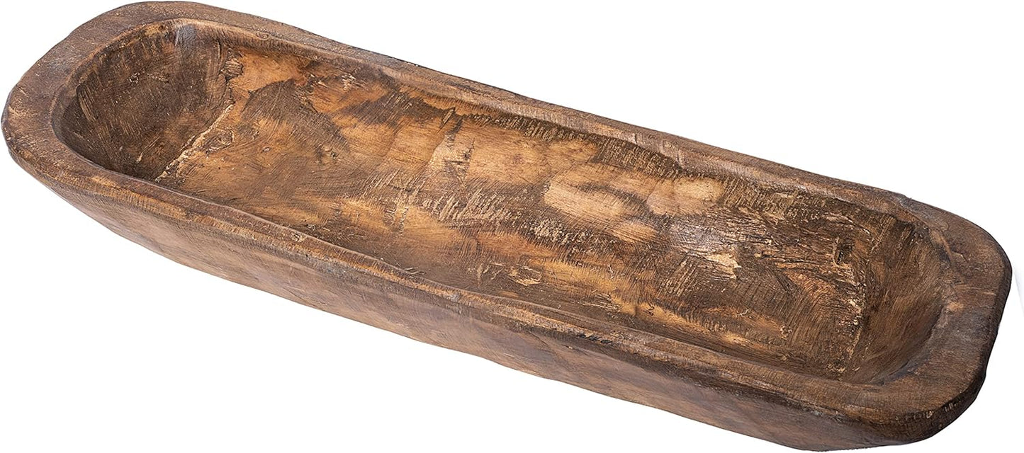 MAINEVENT Decorative Wooden Dough Bowl Decor Approx 20 Inch, Centerpiece Long Wood Dough Bowl, Made in USA