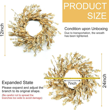 Artgar Fall Wreath, Fall Wreaths for Front Door, 24 in Fall Decor Floral Wreath, Door Wreaths for Front Door Outside All Season for Thanksgiving Home Indoor Outdoor Wall Decor (Wheat)