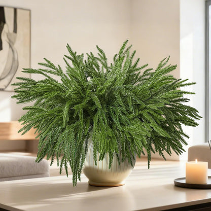 18 Pcs Real Touch Norfolk Pine Branches,Artificial Christmas Green Faux Cedar Norfolk Pine Stems Fake Greenery Pine Picks for Vase DIY Garland Wreath Xmas Indoor Outdoor Home Decoration (18 Inches)