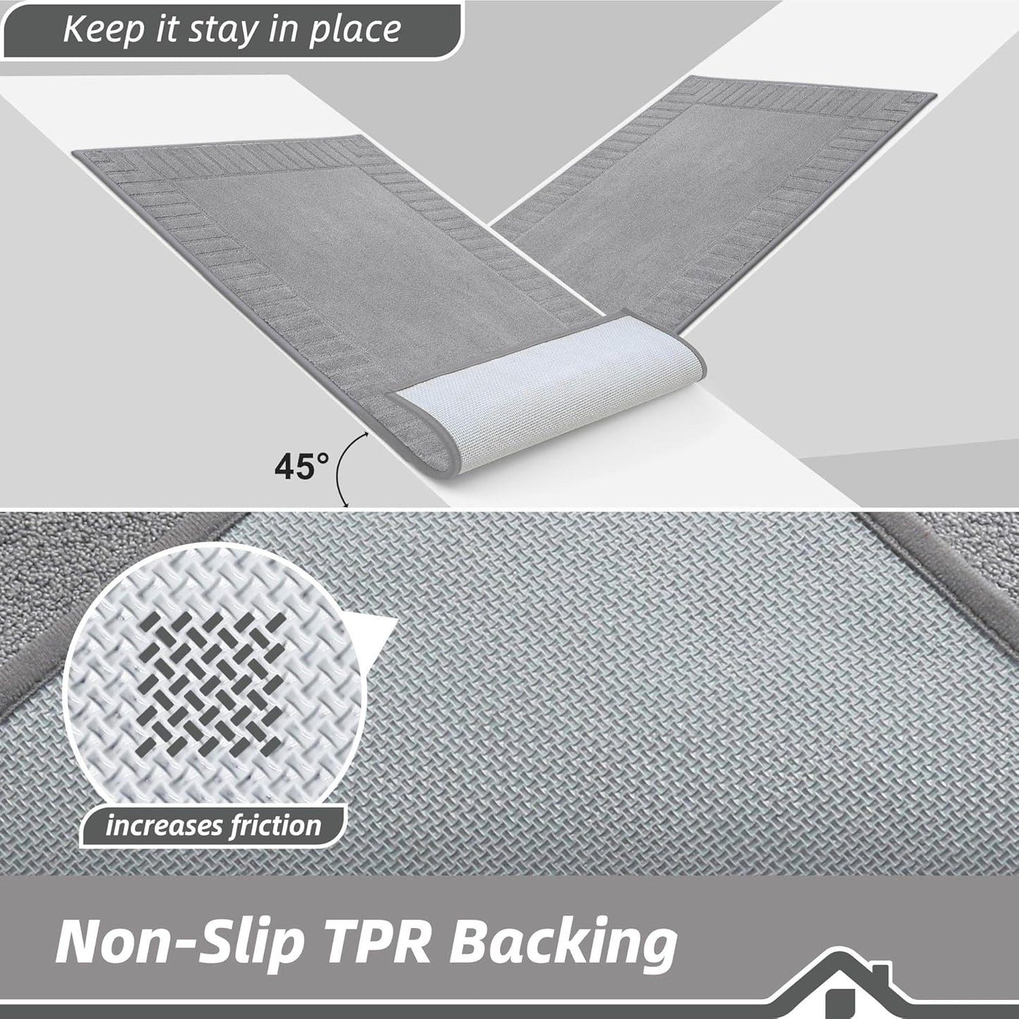 BEQHAUSE Door-Mat Non-Slip Front Doormat Low-Profile Entrance Mats for Front Door Entry Resist Dirt Washable Doormat Absorbent Entryway Door Mat,Light Grey,32"x48"