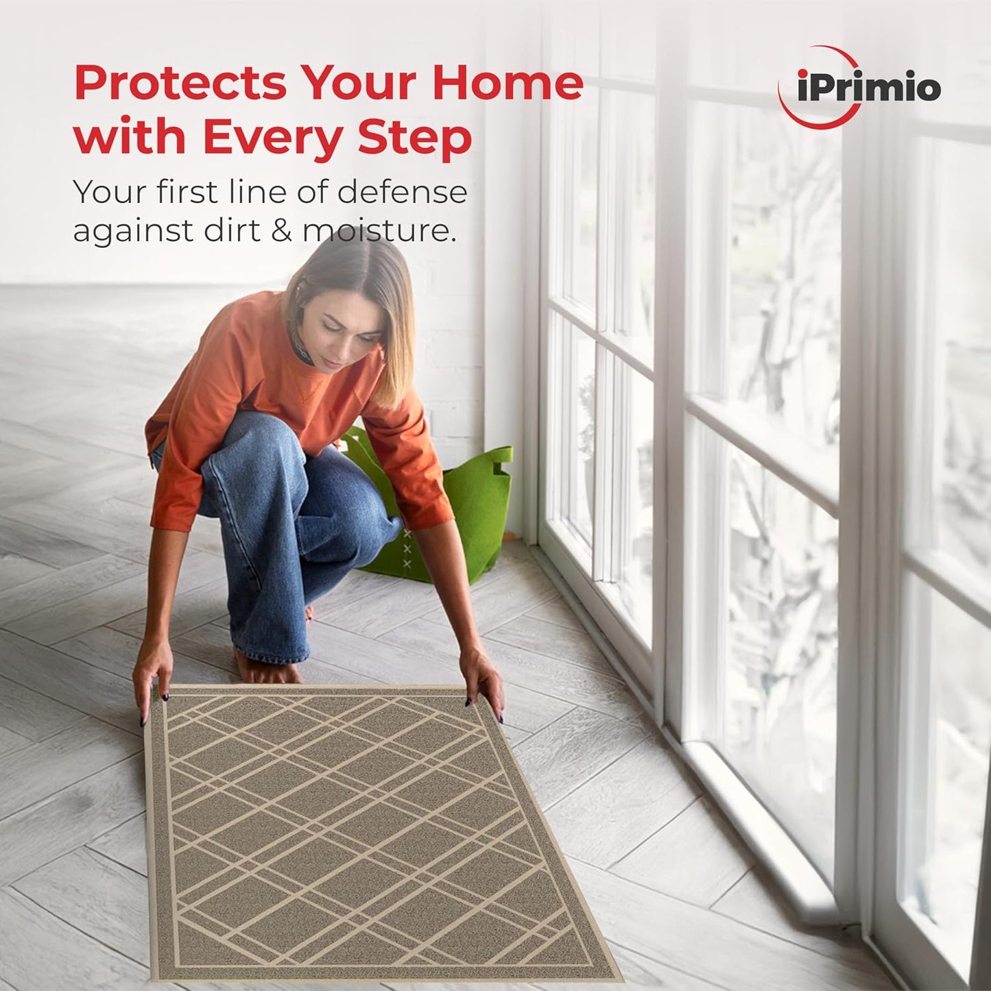 SlipToGrip Durable Door Mat - Taupe Plaid Design Entryway - 42x35 inches, No-Slip and Washable - Indoor and Outdoor Use, Weatherproof - Ideal for Garage, Patio, and Front Entryway